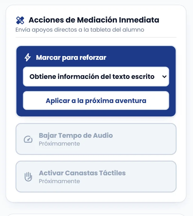 Panel para marcar una capacidad a reforzar